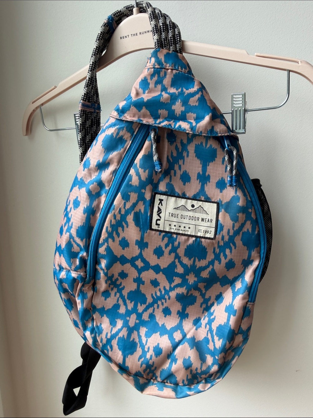 Kavu Blue and Pink Rope Sling Backpack